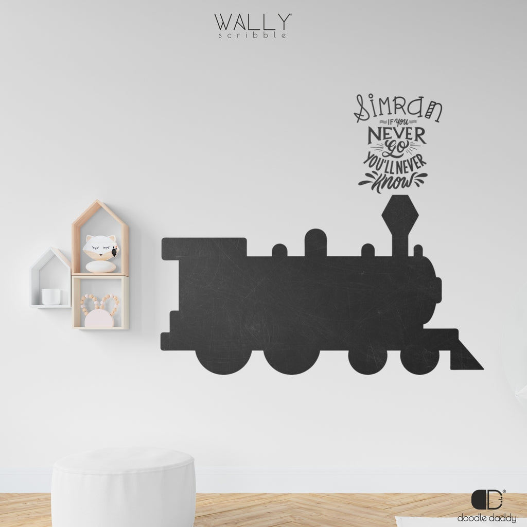Train Shape personalised Chalkboard - Wally Scribble by Doodle Daddy