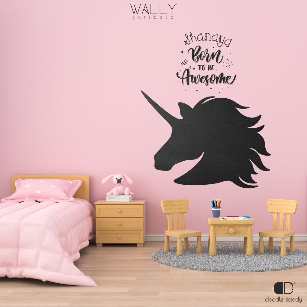 Unicorn shape personalised Chalkboard - Wally Scribble by Doodle Daddy