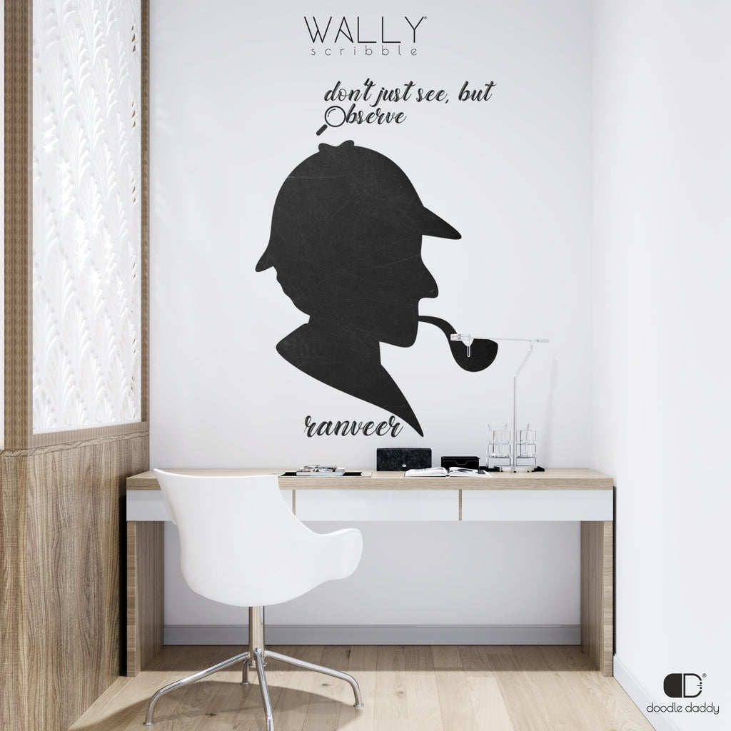 Sherlock Holmes personalised chalkboard - Wally Scribble Doodle Daddy