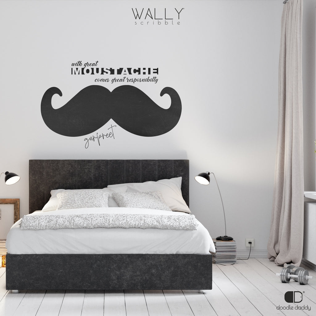 Moustache shape personalised chalkboard - Wally Scribble Doodle Daddy