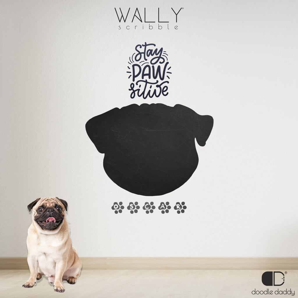 Pug Face Personalised Chalkboard - Wally Scribble by Doodle Daddy
