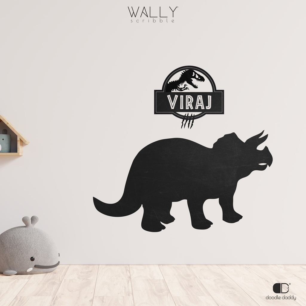 Dinosaur shape personalised Chalkboard -Wally Scribble by Doodle Daddy